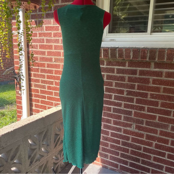 NWT Wild Fable Women's Sleeveless Lace-Up Green Ribbed Midi Dress w/ Slit - XS - Picture 6 of 9